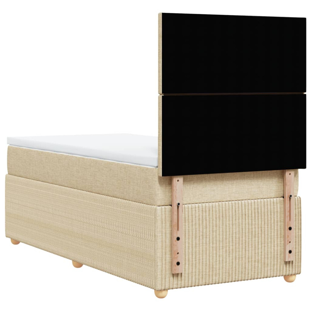 Produktbild för Ramsäng med madrass gräddvit 90x190 cm tyg