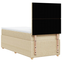 Produktbild för Ramsäng med madrass gräddvit 90x190 cm tyg