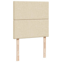 Produktbild för Ramsäng med madrass gräddvit 90x190 cm tyg