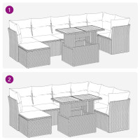Produktbild för Loungegrupp för trädgården med dynor 8 delar svart konstrotting