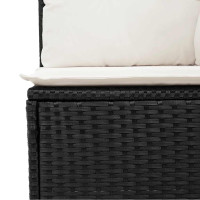 Produktbild för Trädgårdssoffset med dynor 9 delar svart konstrotting akaciaträ