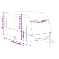 Produktbild för Husvagnsöverdrag grå 550x250x220 cm non-woven tyg