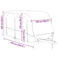 Produktbild för Husvagnsöverdrag grå 670x250x220 cm non-woven tyg