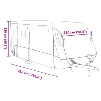 Produktbild för Husvagnsöverdrag grå 732x250x220 cm non-woven tyg