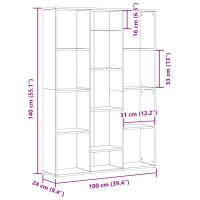 Produktbild för Rumsavdelare/bokhylla åldrat trä 100x24x140 cm konstruerat trä