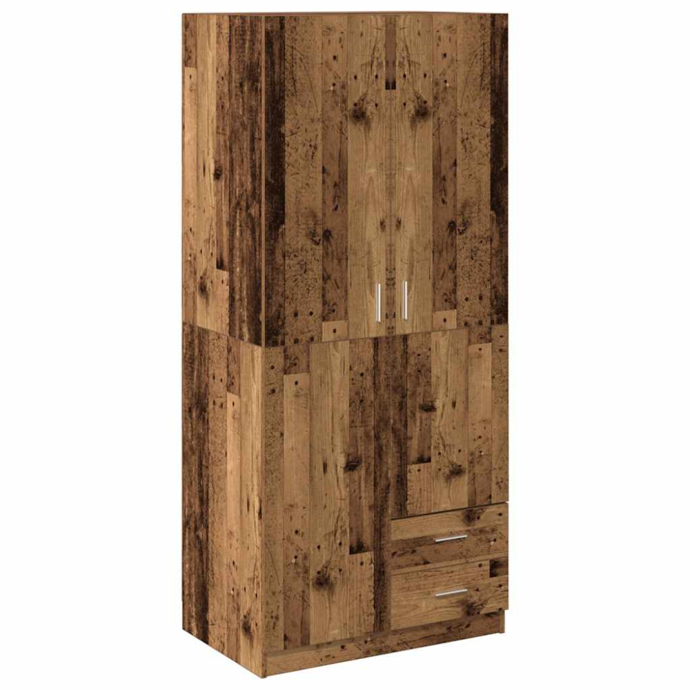 Produktbild för Garderob åldrat trä 80x52x180 cm konstruerat trä