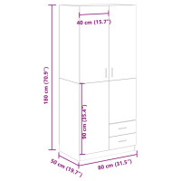 Produktbild för Garderob åldrat trä 80x52x180 cm konstruerat trä