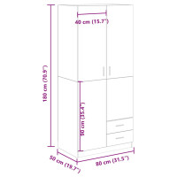 Produktbild för Garderob ek 80x52x180 cm konstruerat trä