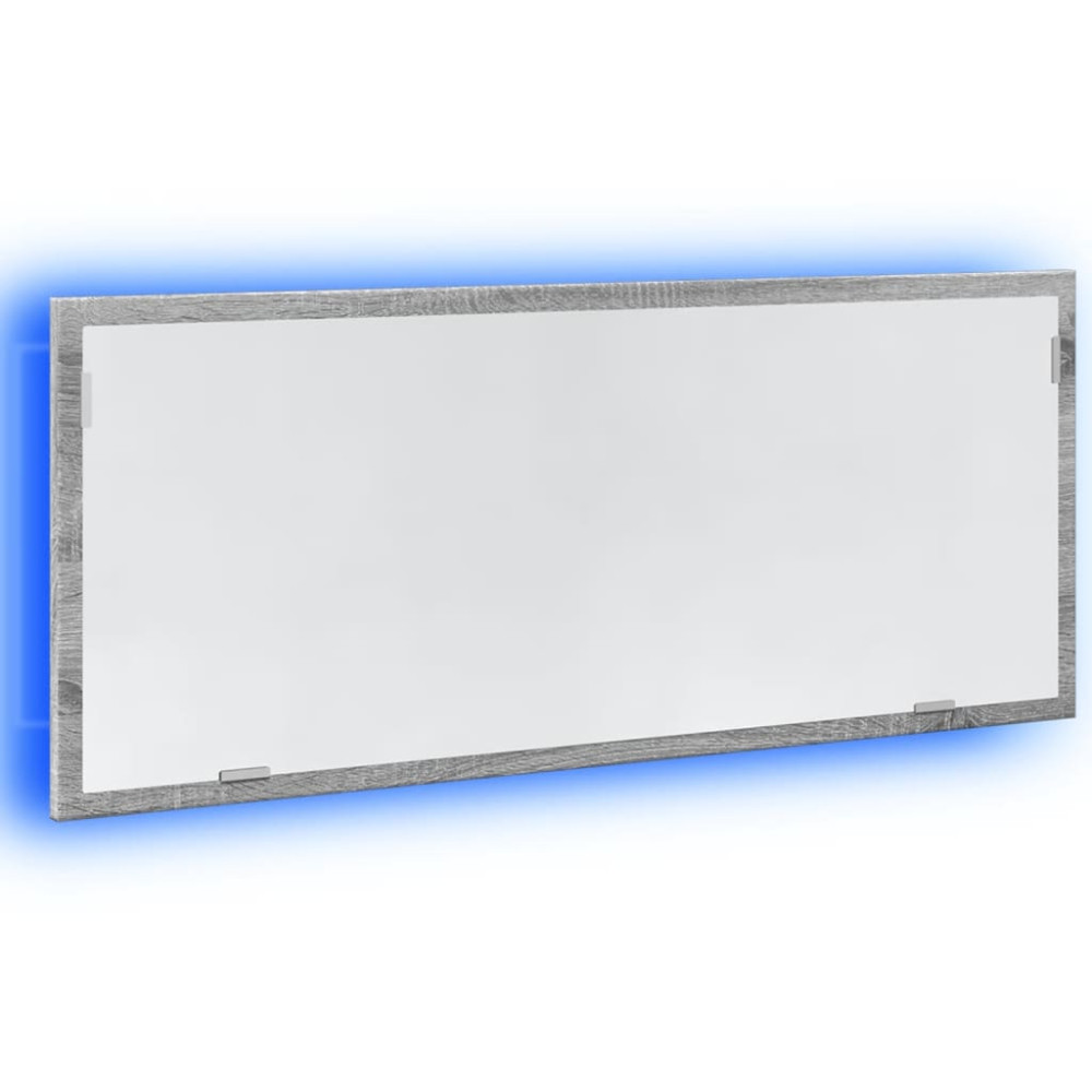 Produktbild för Badrumsspegel med LED grå sonoma 100x8,5x37 cm konstruerat trä