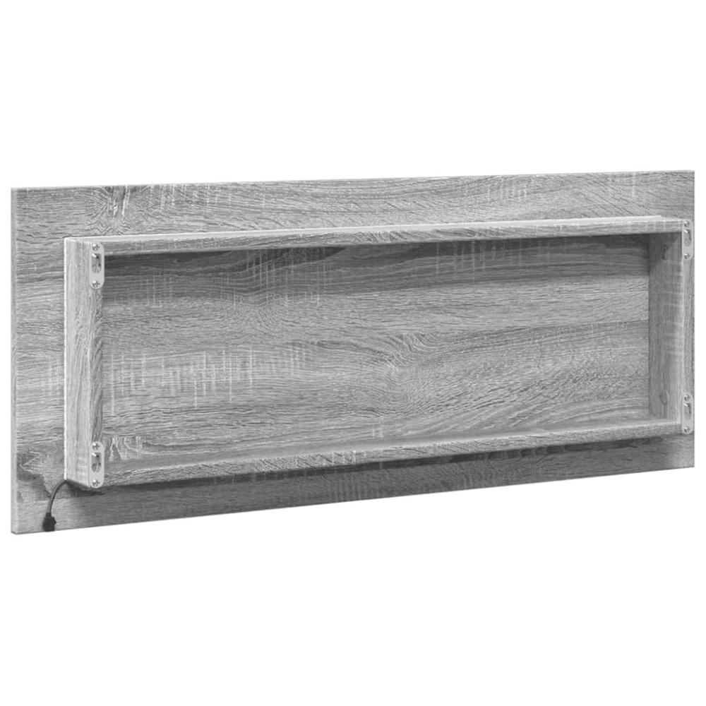 Produktbild för Badrumsspegel med LED grå sonoma 100x8,5x37 cm konstruerat trä