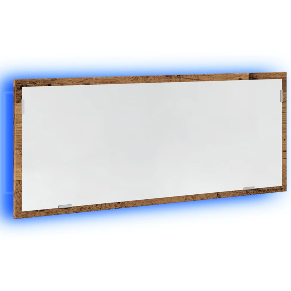 Produktbild för Badrumsspegel med LED åldrat trä 100x8,5x37 cm konstruerat trä
