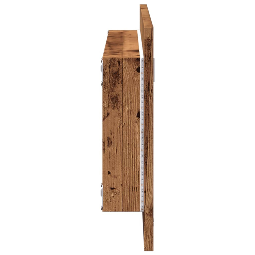 Produktbild för Badrumsspegel med LED åldrat trä 100x8,5x37 cm konstruerat trä