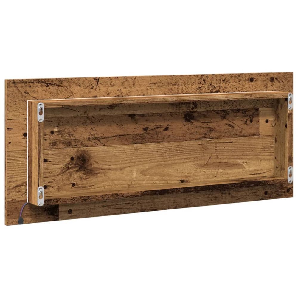 Produktbild för Badrumsspegel med LED åldrat trä 100x8,5x37 cm konstruerat trä