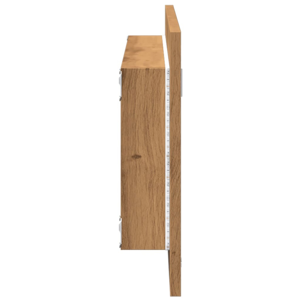 Produktbild för Badrumsspegel med LED artisan ek 100x8,5x37 cm konstruerat trä