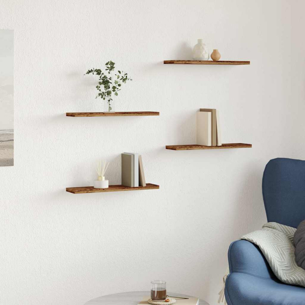 Produktbild för Vägghyllor 4 st åldrat trä 40x20x1,5 cm konstruerat trä