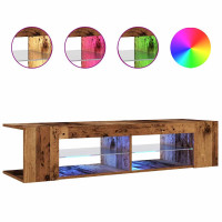 Produktbild för TV-bänk med LED-lampor åldrat trä 135x39x30 cm konstruerat trä