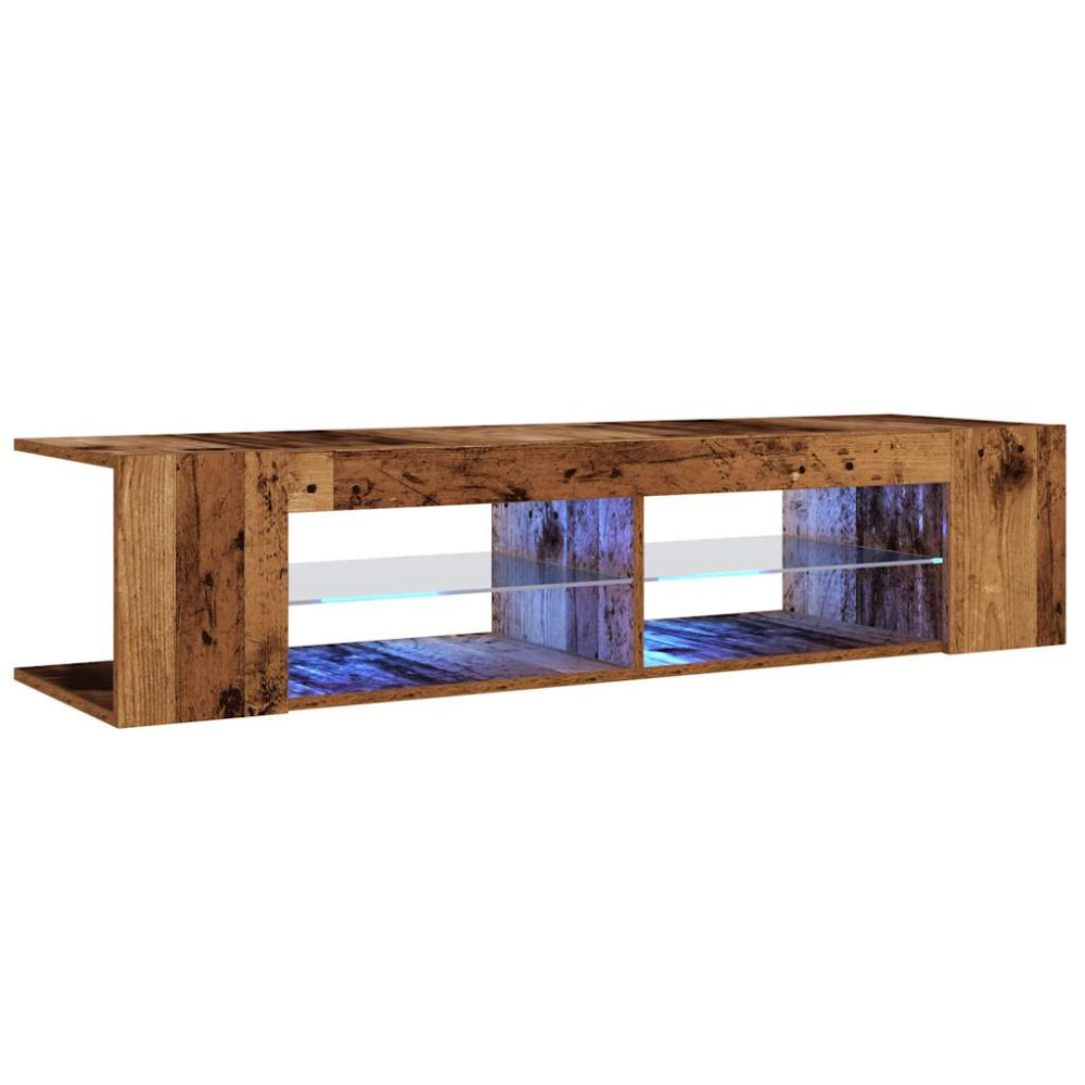 Produktbild för TV-bänk med LED-lampor åldrat trä 135x39x30 cm konstruerat trä