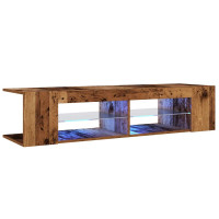 Produktbild för TV-bänk med LED-lampor åldrat trä 135x39x30 cm konstruerat trä