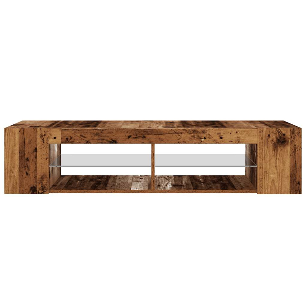 Produktbild för TV-bänk med LED-lampor åldrat trä 135x39x30 cm konstruerat trä