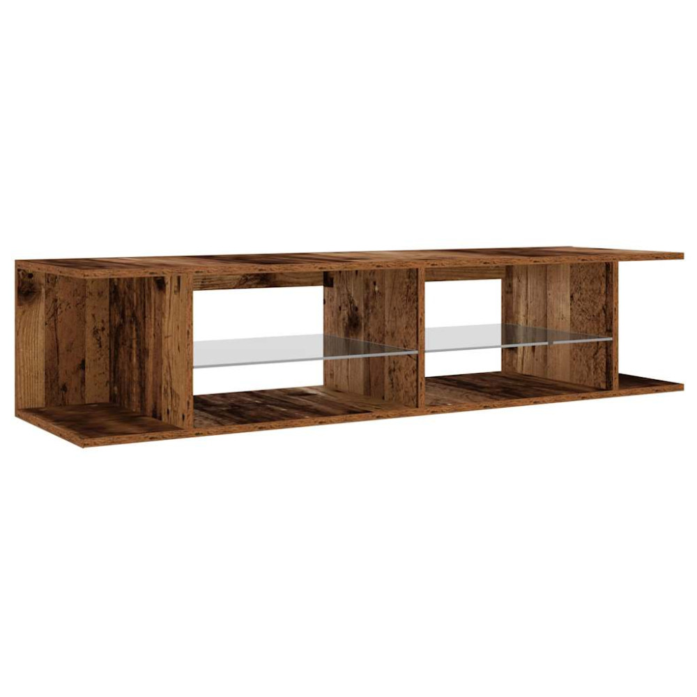 Produktbild för TV-bänk med LED-lampor åldrat trä 135x39x30 cm konstruerat trä