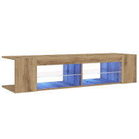Produktbild för TV-bänk med LED-lampor artisan ek 135x39x30 cm konstruerat trä