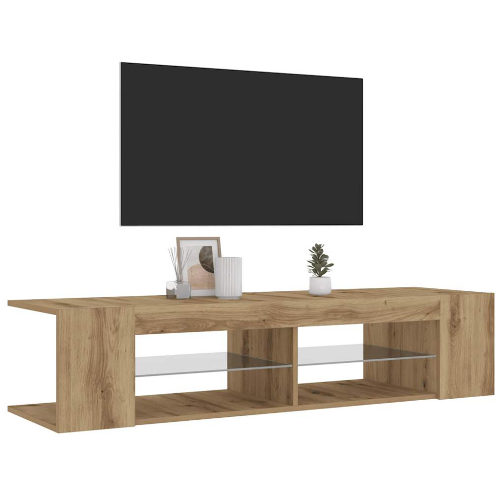 Produktbild för TV-bänk med LED-lampor artisan ek 135x39x30 cm konstruerat trä