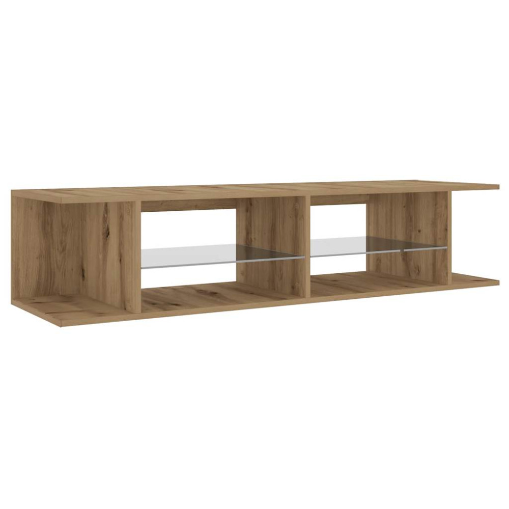 Produktbild för TV-bänk med LED-lampor artisan ek 135x39x30 cm konstruerat trä