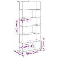 Produktbild för Bokskåp/rumsavdelare artisan ek 80x24x186 cm