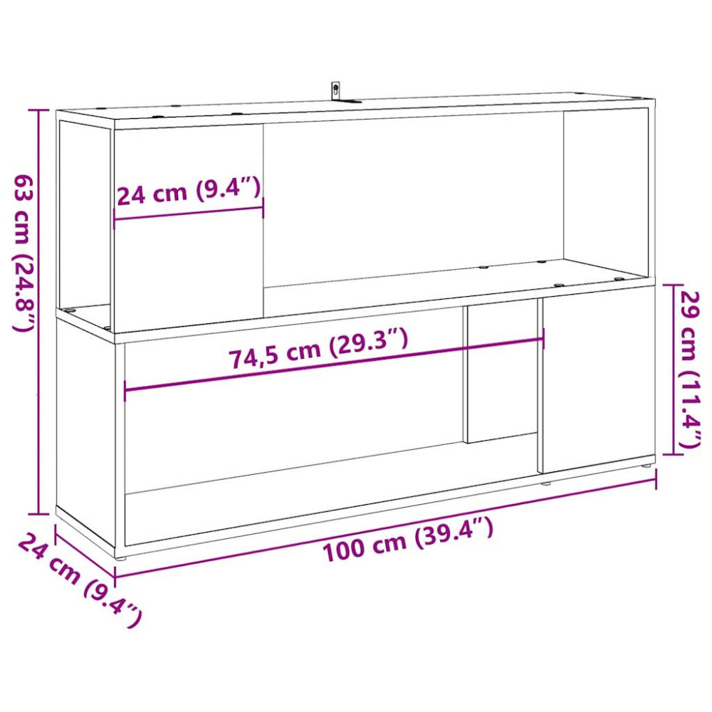 Produktbild för Bokhylla åldrat trä 100x24x63 cm konstruerat trä