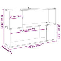 Produktbild för Bokhylla åldrat trä 100x24x63 cm konstruerat trä