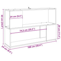 Produktbild för Bokhylla artisan ek 100x24x63 cm konstruerat trä