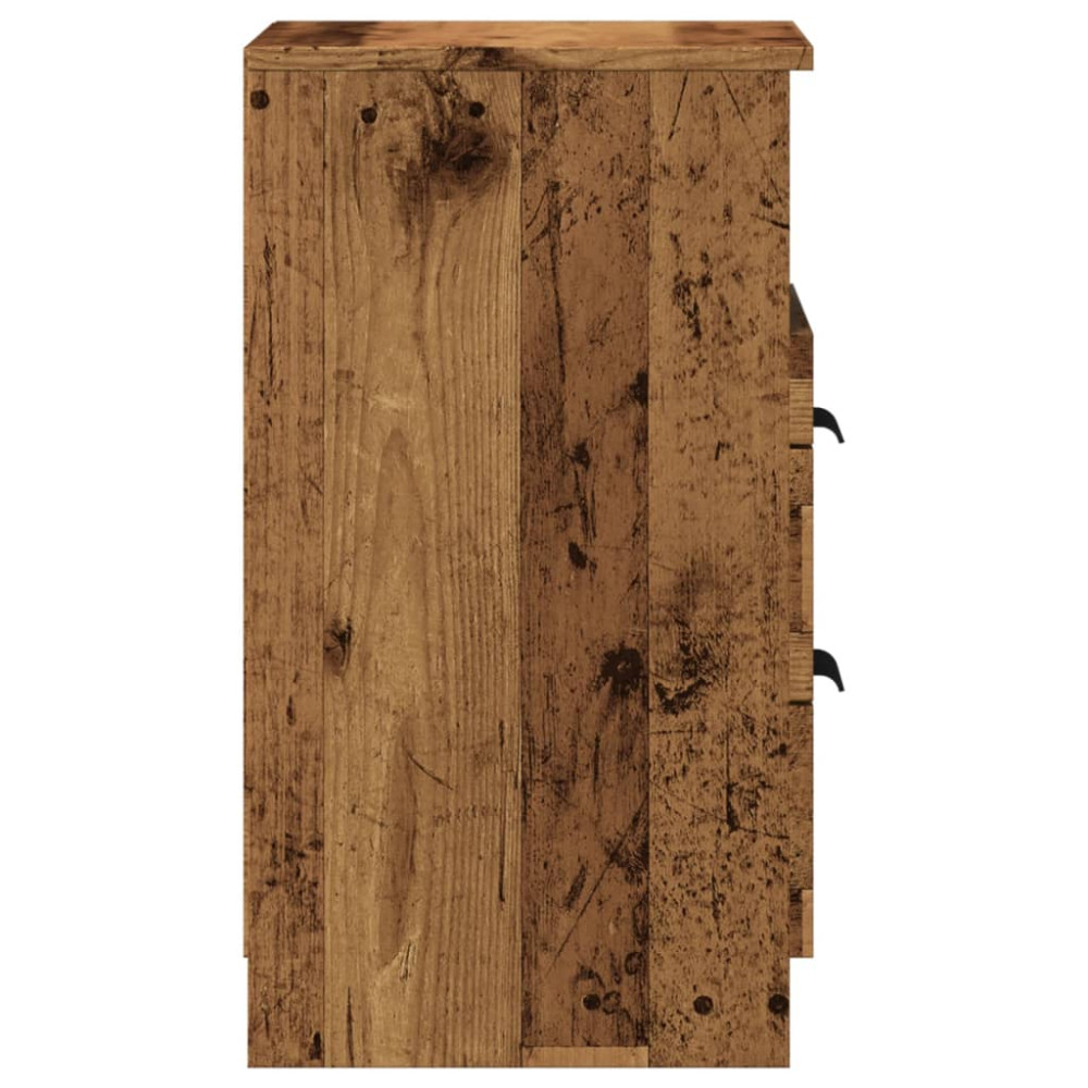Produktbild för Sängbord vittrat trä 40x36x65 cm konstruerat trä