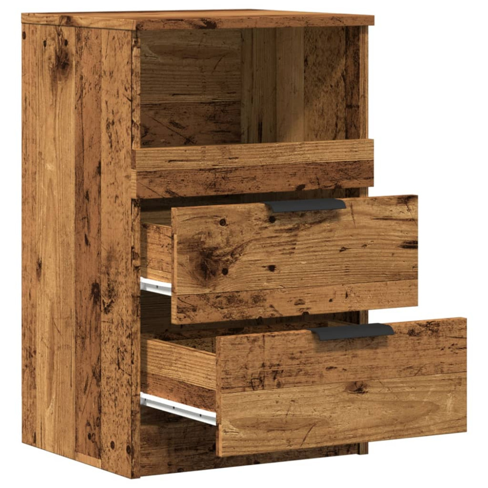 Produktbild för Sängbord vittrat trä 40x36x65 cm konstruerat trä