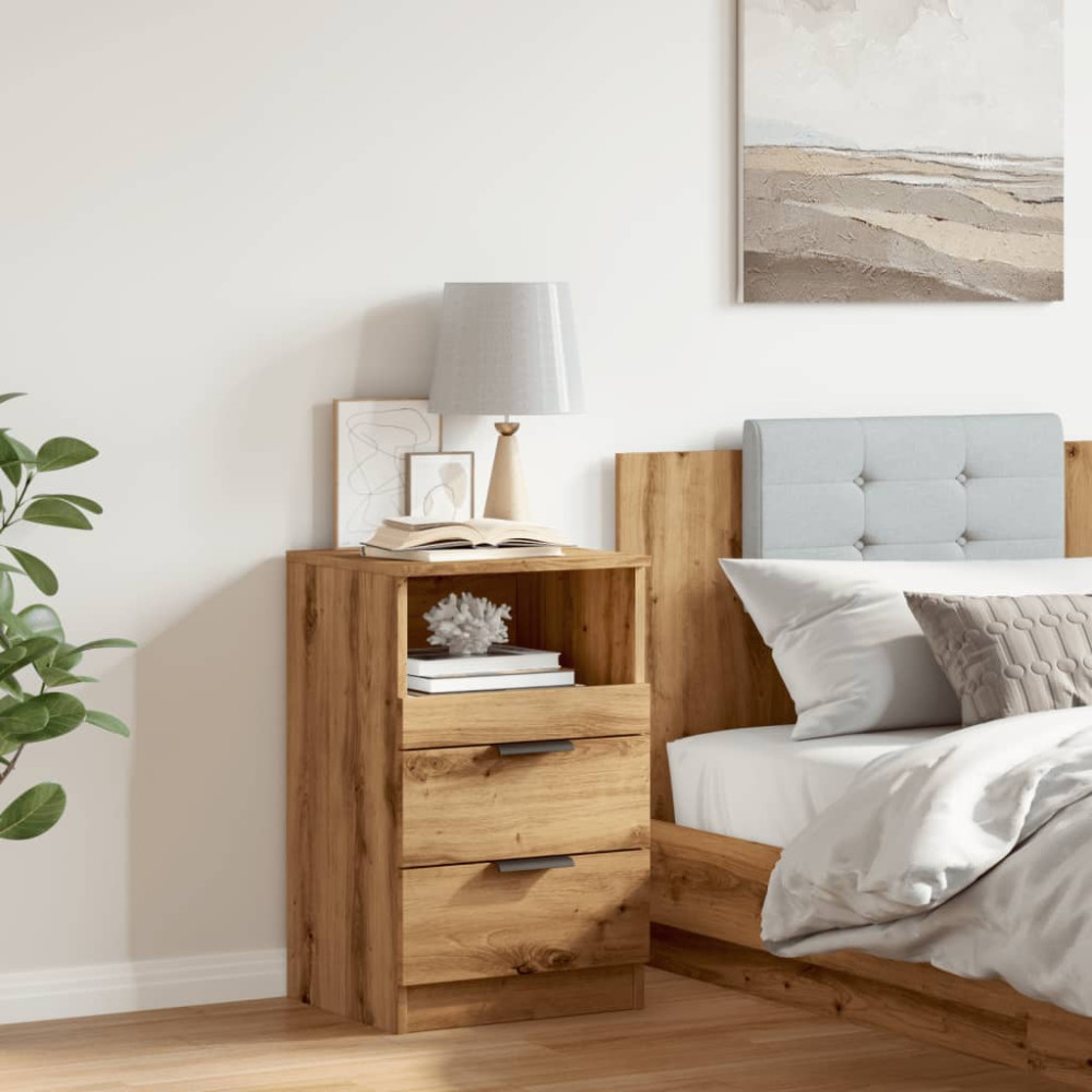 Produktbild för Sängbord artisan ek 40x36x65 cm konstruerat trä