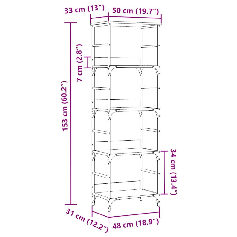Produktbild för Bokhylla artisan ek 50x33x153 cm konstruerat trä