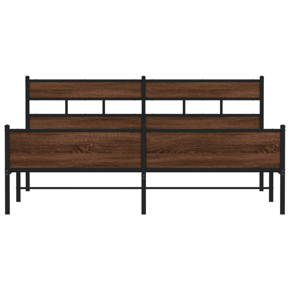 Produktbild för Sängram utan madrass metall brun ek 180x200 cm