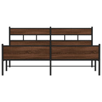 Produktbild för Sängram utan madrass metall brun ek 180x200 cm