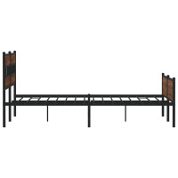 Produktbild för Sängram utan madrass metall brun ek 180x200 cm