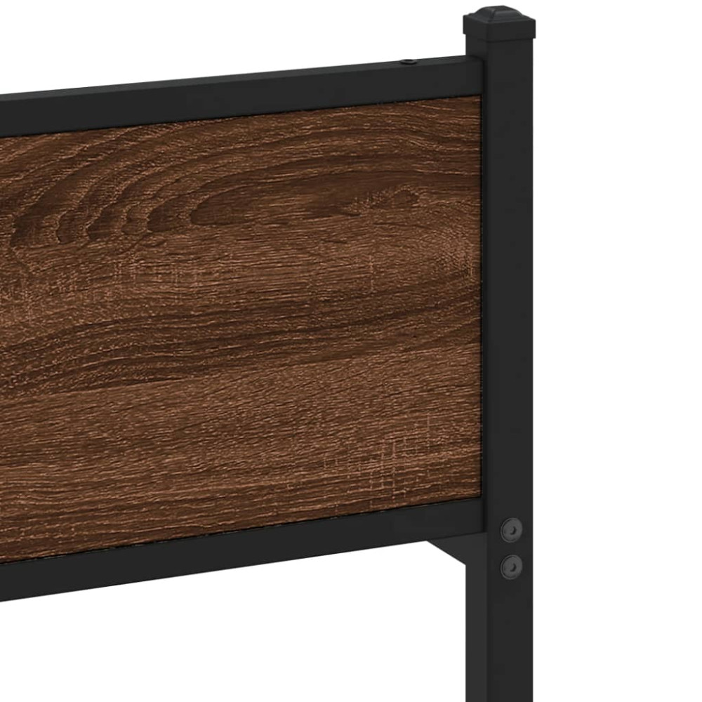 Produktbild för Sängram utan madrass metall brun ek 180x200 cm