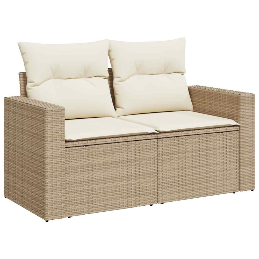 Produktbild för Matgrupp för trädgården med dynor 8 delar beige konstrotting