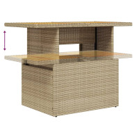 Produktbild för Matgrupp för trädgården med dynor 7 delar beige konstrotting