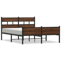 Produktbild för Sängram utan madrass brun ek 137x190 cm konstruerad trä