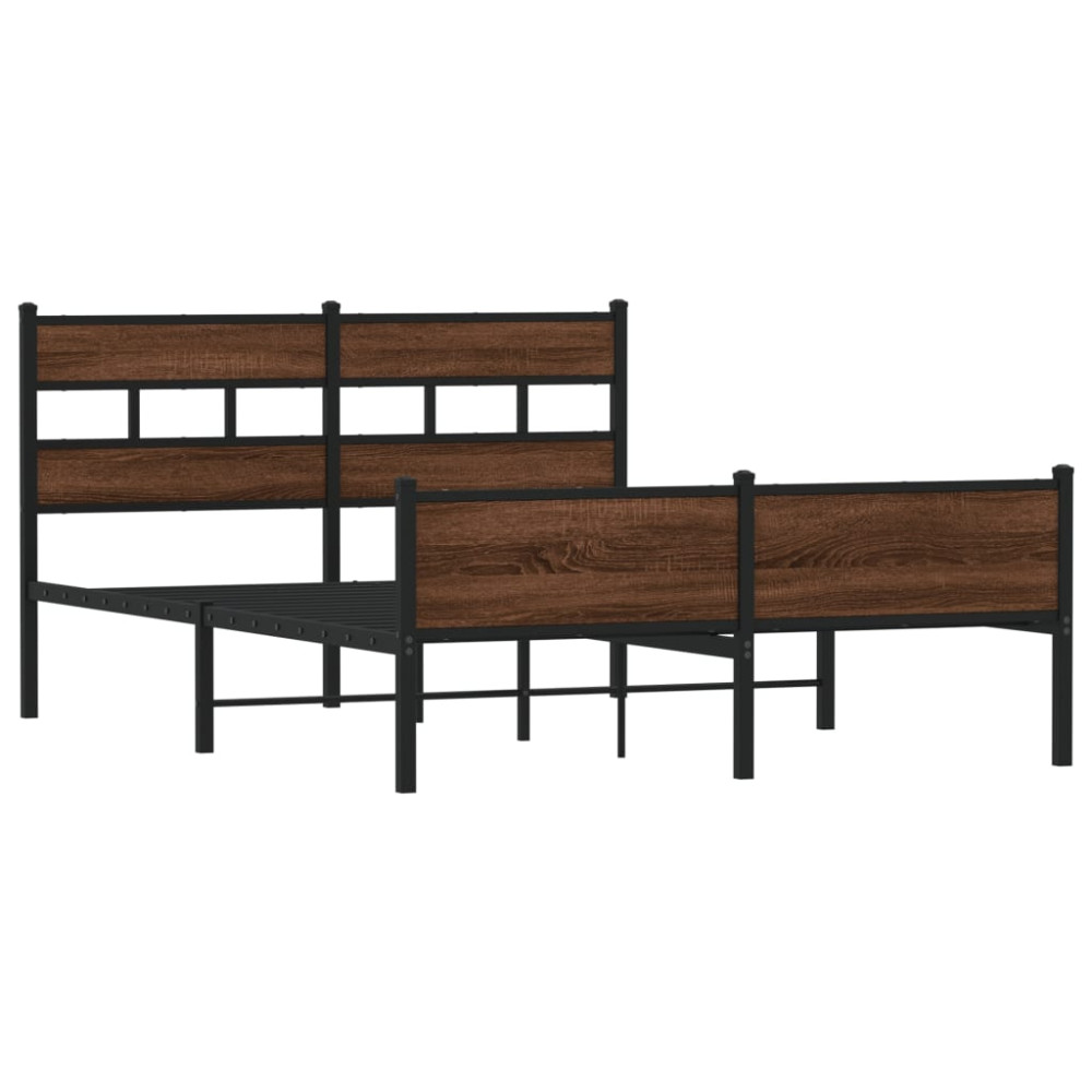 Produktbild för Sängram utan madrass brun ek 137x190 cm konstruerad trä