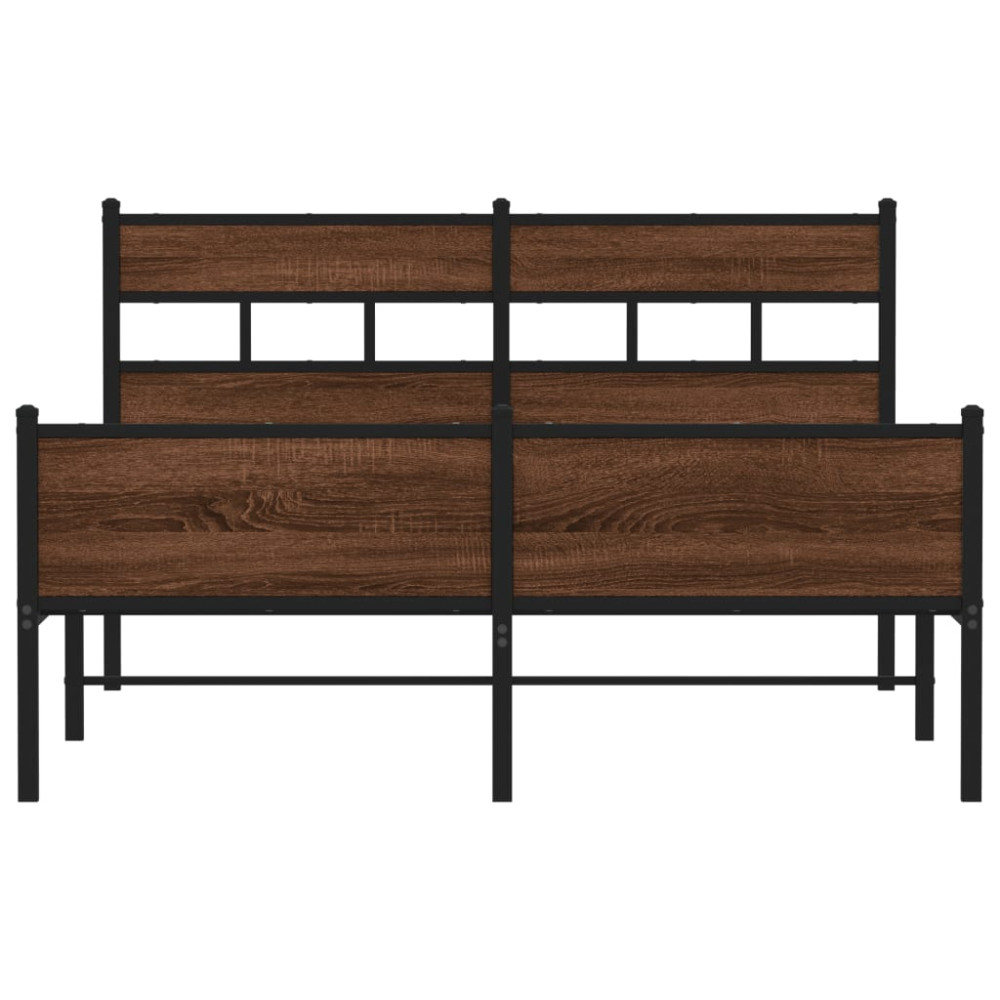 Produktbild för Sängram utan madrass brun ek 137x190 cm konstruerad trä