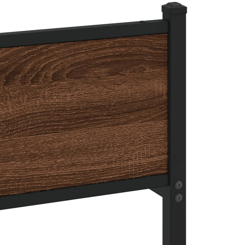 Produktbild för Sängram utan madrass brun ek 137x190 cm konstruerad trä