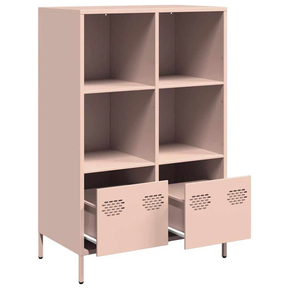Produktbild för Högskåp rosa 68x39x103,5 cm stål
