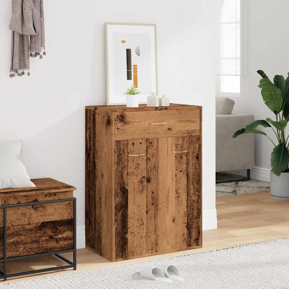 Produktbild för Skoskåp åldrat trä 60x35x84 cm konstruerat trä