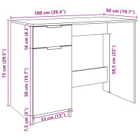 Produktbild för Skrivbord åldrat trä 100x50x75 cm konstruerat trä