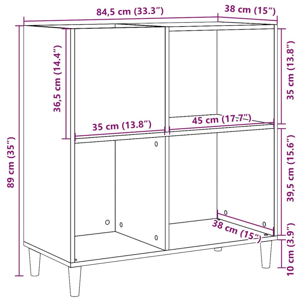 Produktbild för Stereobänk åldrat trä 84,5x38x89 cm konstruerat trä