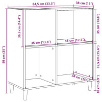 Produktbild för Stereobänk åldrat trä 84,5x38x89 cm konstruerat trä